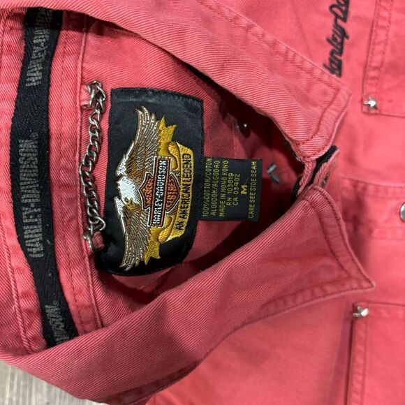 HARLEY-DAVIDSON WOMENS SHIRT SHORT SLEEVES MEDIUM METAL STARS - Picture 3 of 4